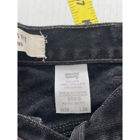 Levis 505 Black Denim Jeans Red Tab Straight Leg Size 38x30 - Picture 9 of 10